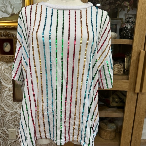 Colorful Sequin Striped Women's Top - Picture 1 of 4